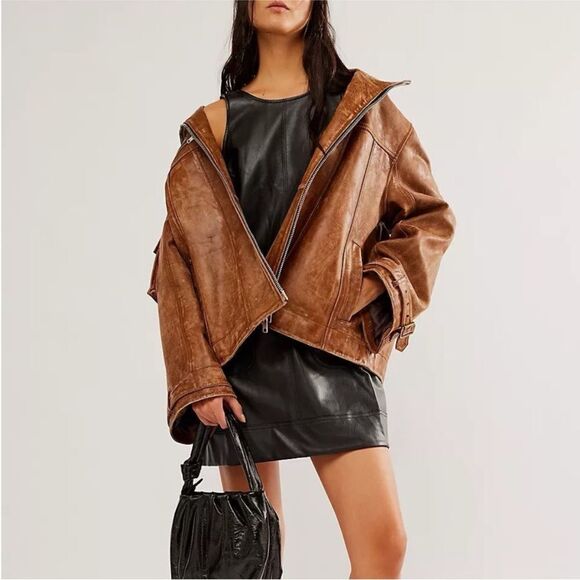 Free People All Around Vegan Leather Mini Dress M - Picture 1 of 10